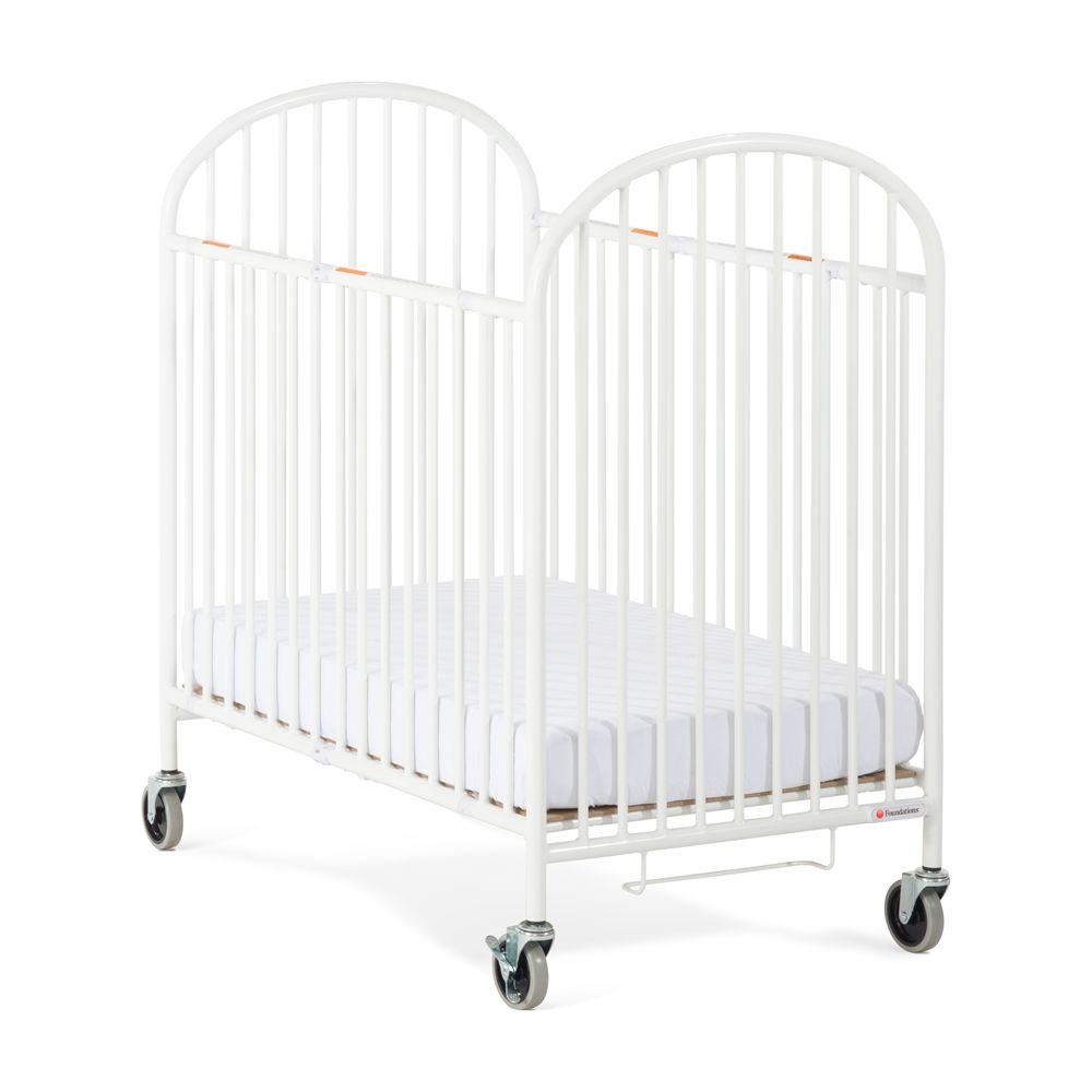 Foundations® Pinnacle Compact Folding Crib with Professional Series 4in Foam Mattress, White